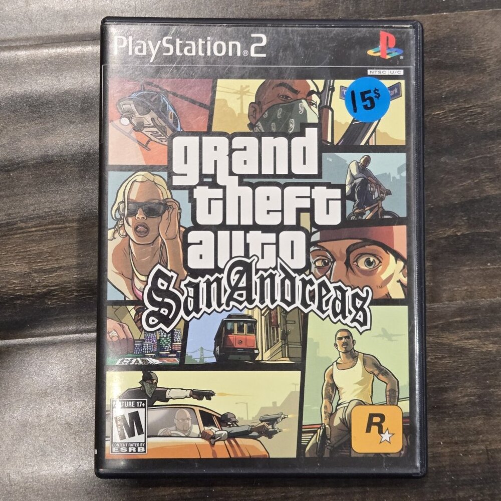 Grand Theft Auto San Andreas GTA PlayStation 2 PS2 Black Label Complete W/ Map